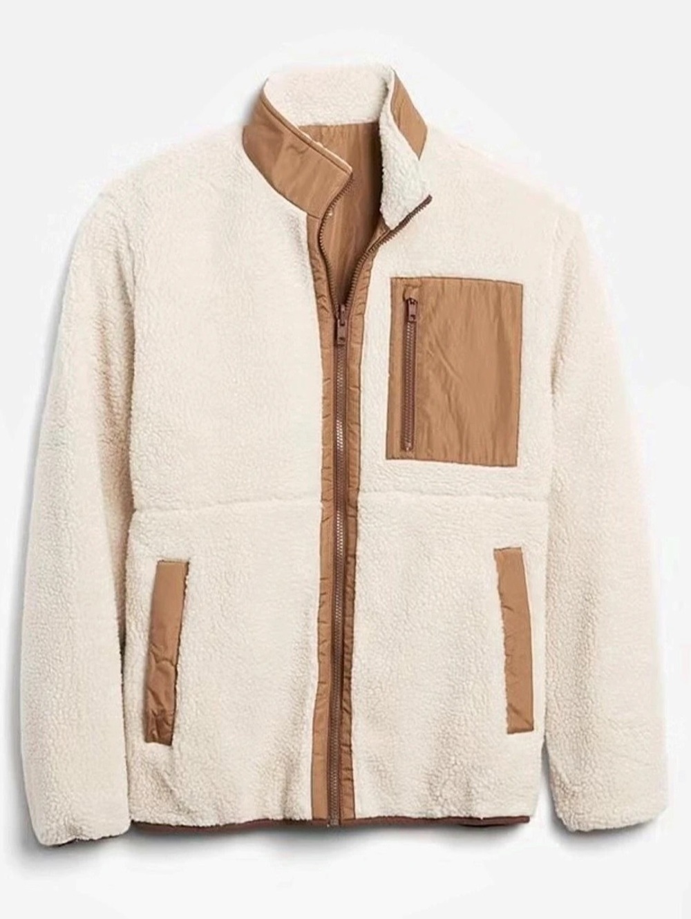Gap Men’s Reversible Sherpa Jacket Cream & Brown